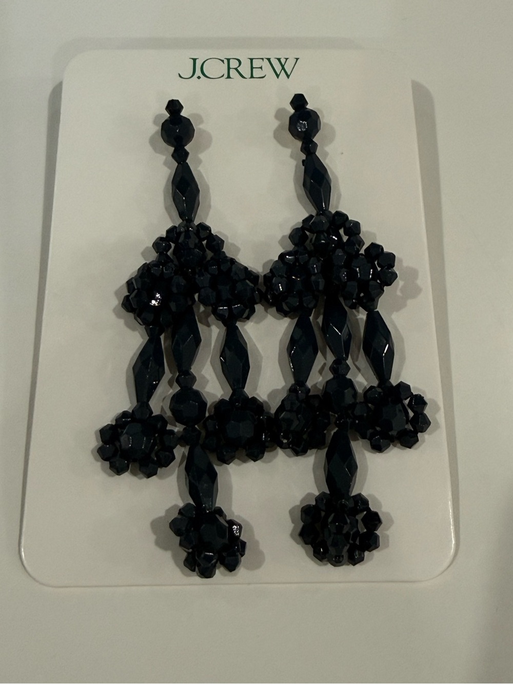 J. Crew Navy Beaded Cluster Drop Earrings - Picture 2 of 3